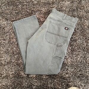 Dickies Men's Carpenter Pants Grey Size 38x31 Utility Workwear Trousers